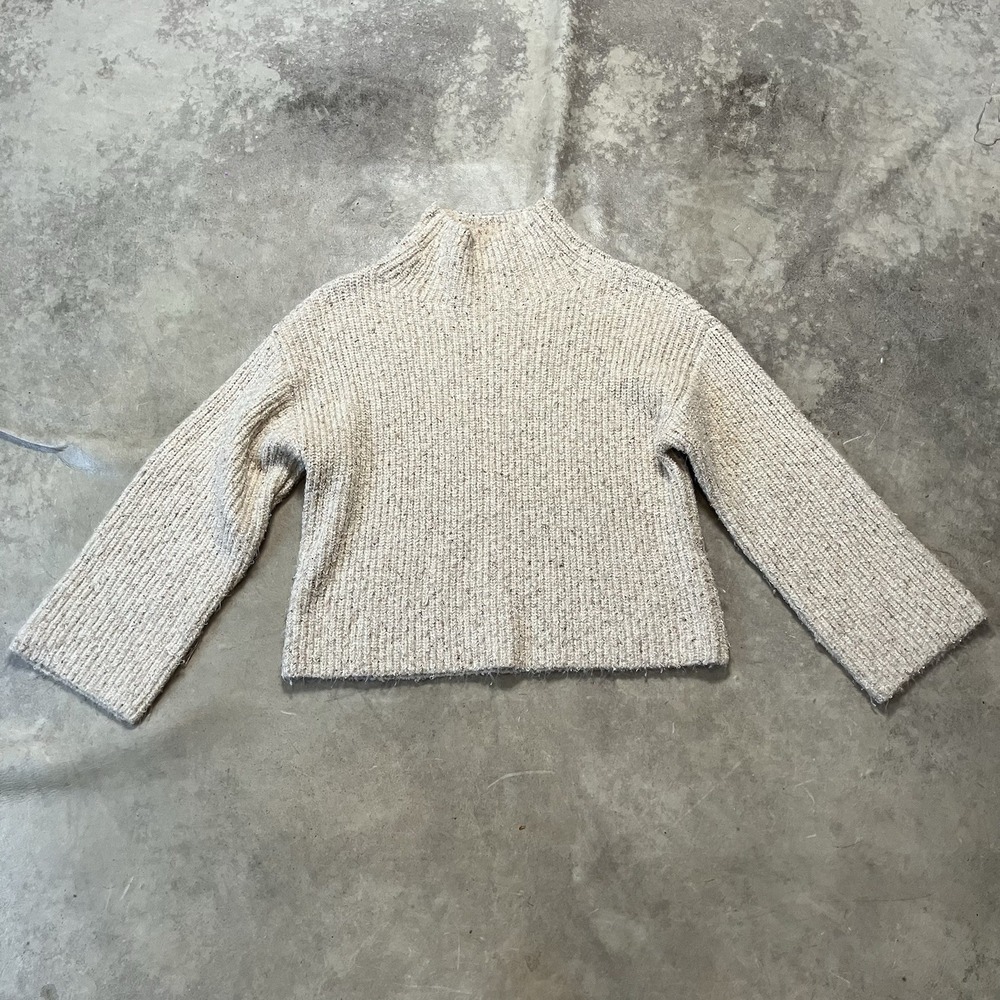 Roam Rib Knit Mock Neck‎ Sweater Women's Small Beige Cropped Pullover